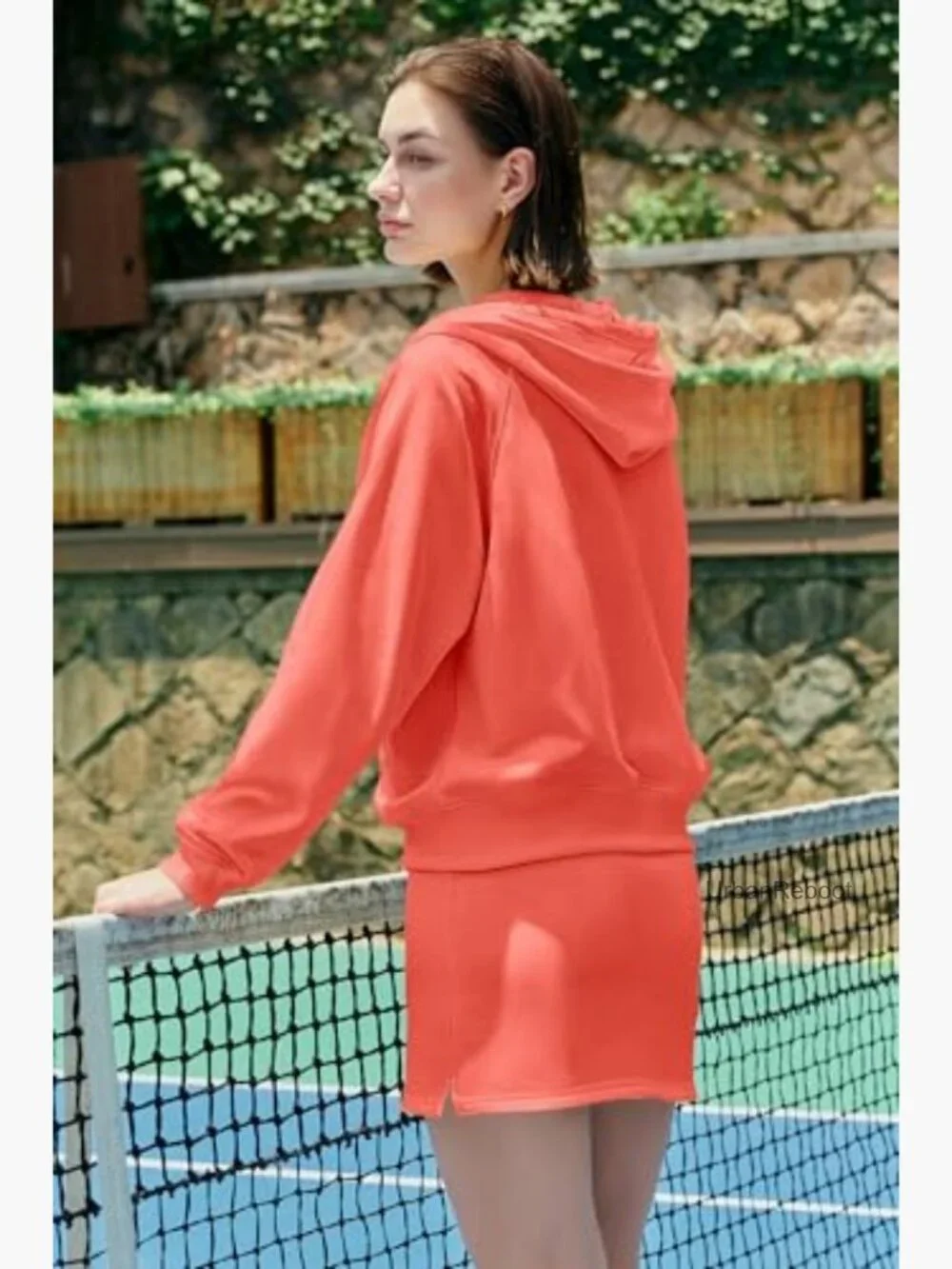2 Piece Workout Set Zip Up Hoodie and Skirt Matching Lounge Set